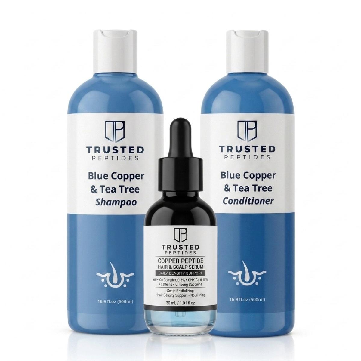 Trusted Peptides Copper Peptide Hair System — shampoo + conditioner + hair serum