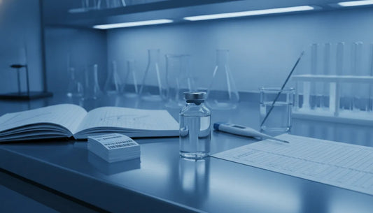 Sealed laboratory water vial with research records