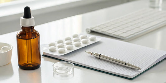 Best BPC-157 capsules for laboratory use in a blister pack on a desk with a research notebook.