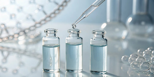 Vials and a dropper used for testing the purity of Core Peptides.