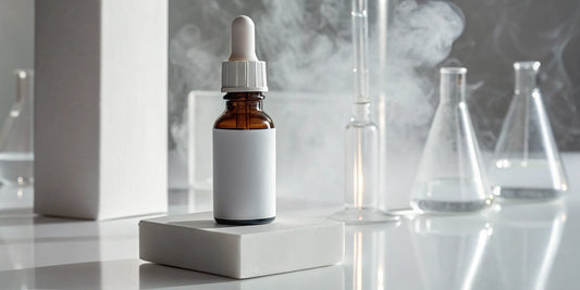 A bottle of high-purity PT-141 oxytocin nasal spray in a research lab.