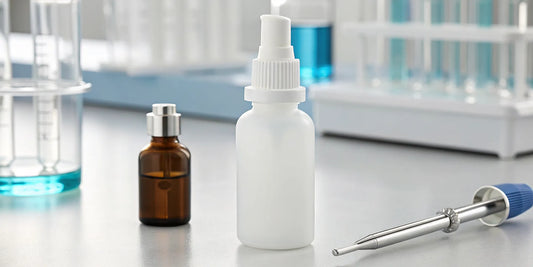 Evaluating the best sermorelin nasal spray for research in a laboratory with scientific glassware.