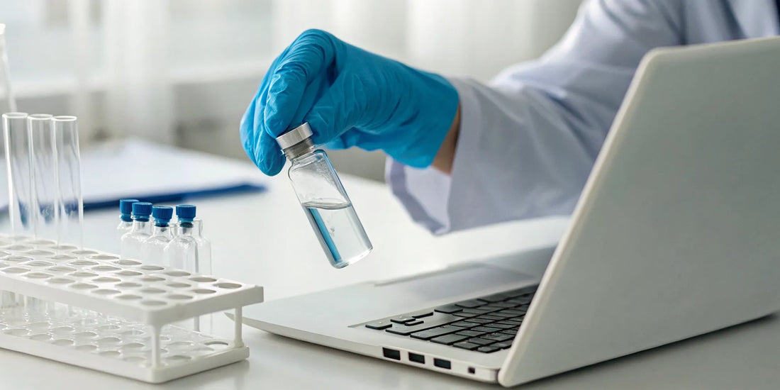 Verifying the purity of third-party tested peptides for sale with a lab report.