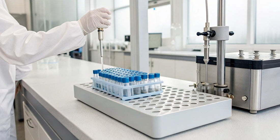 HPLC tested peptides for sale in vials, ready for quality analysis.