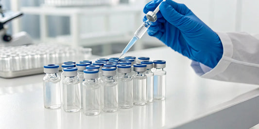 Vials of lab-verified peptide blends for sale, sealed to ensure quality and purity.