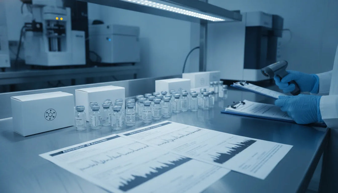 Research peptides supplier documentation and HPLC testing records