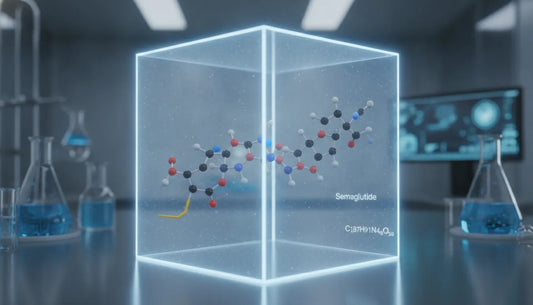 Molecular structure visualization of semaglutide research peptide