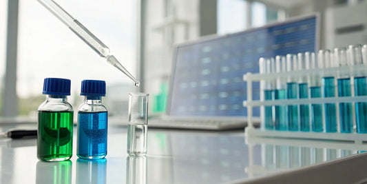 Vials of Semax and Selank in a lab for research on potential side effects.