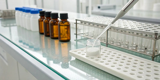 Testing research peptides in a lab to find the best peptide company.