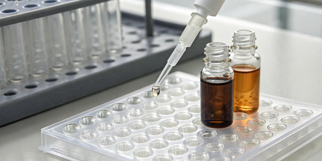 Third-party tested vials of BPC-157 and TB-500 in a laboratory setting.