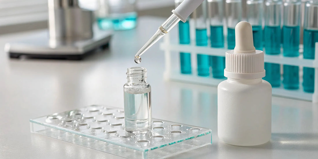 Third-party tested PT-141 and oxytocin blend in a lab vial, ensuring purity for research applications.