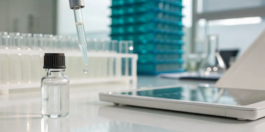 A vial of Selank peptide solution with a dropper for research.
