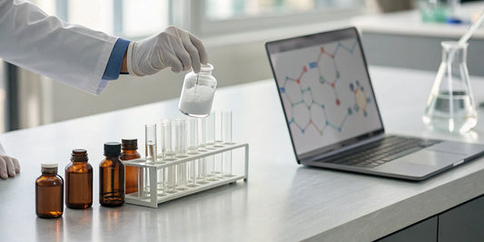 Scientist in a lab researching where to buy high-quality research peptides online.